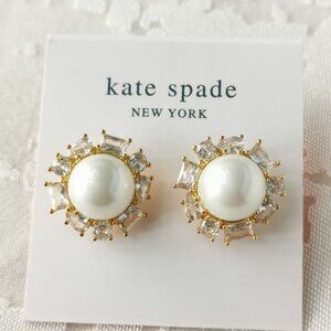 Kate Spade Candy Shop Gold Halo Stud Earrings White Pearl